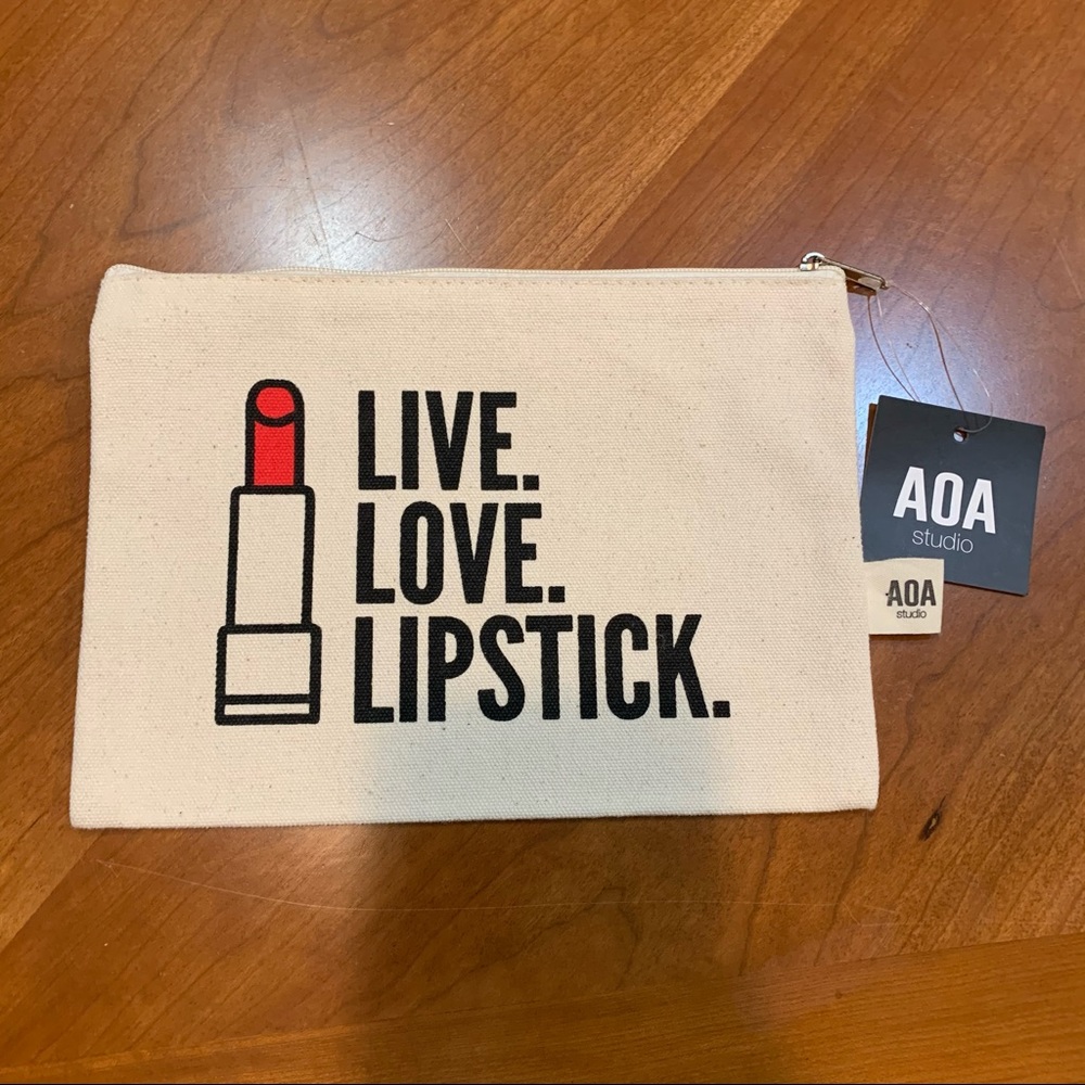 Love Lipstick Makeup Bag Canvas NWT